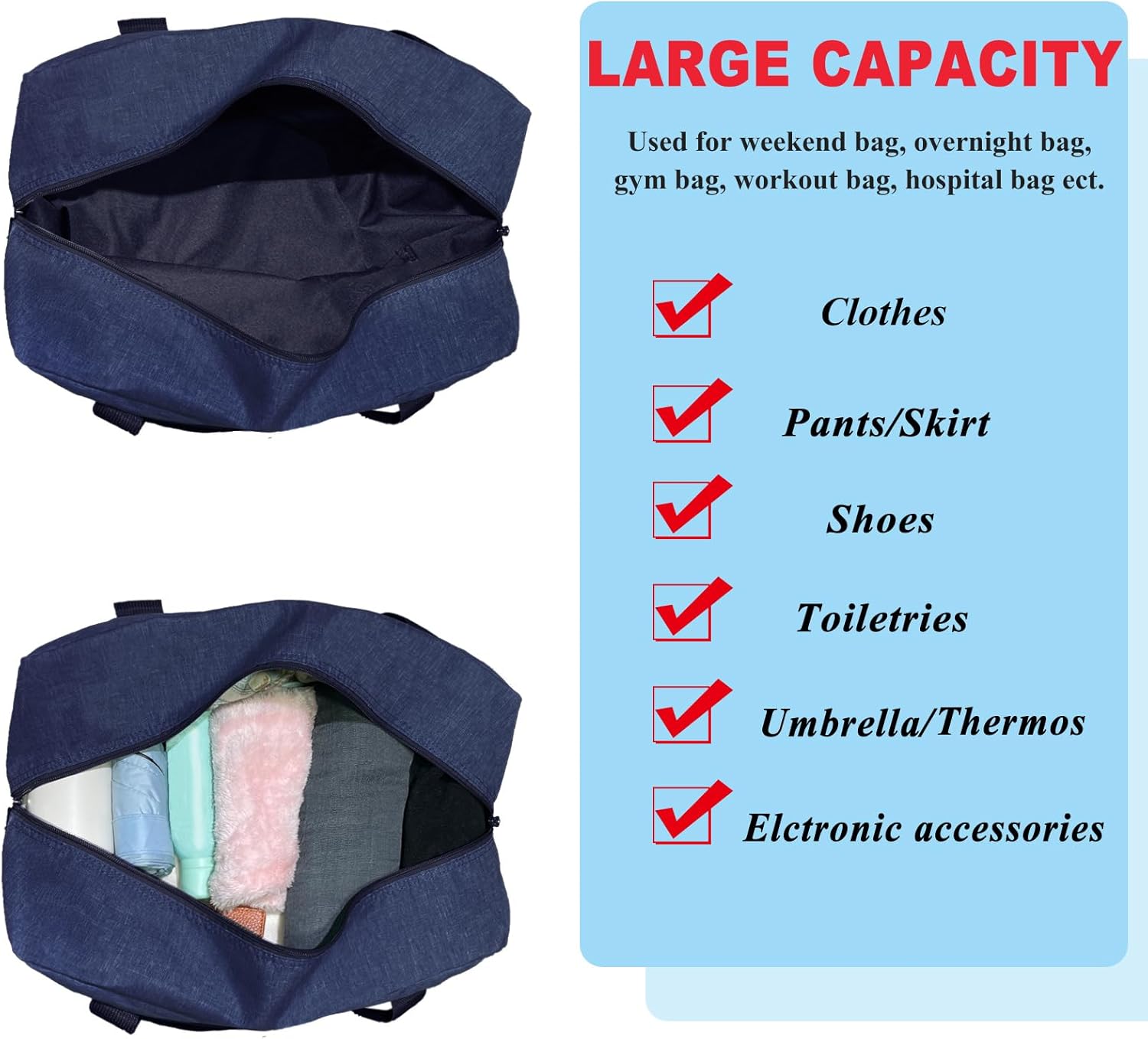 For Spirit Airlines Personal Item Bag 18x14x8 Foldable Carry on Bags for Airplanes Travel Duffel Bags for Women and Men - Image 5