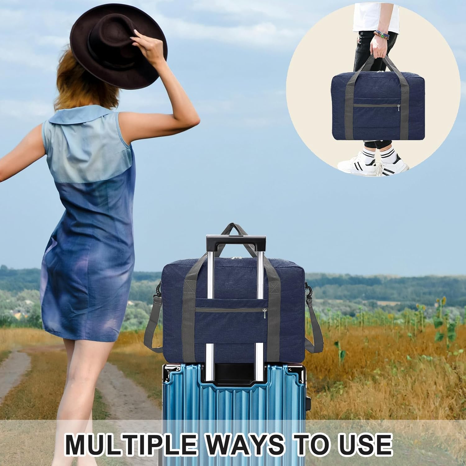 For Spirit Airlines Personal Item Bag 18x14x8 Foldable Carry on Bags for Airplanes Travel Duffel Bags for Women and Men - Image 6