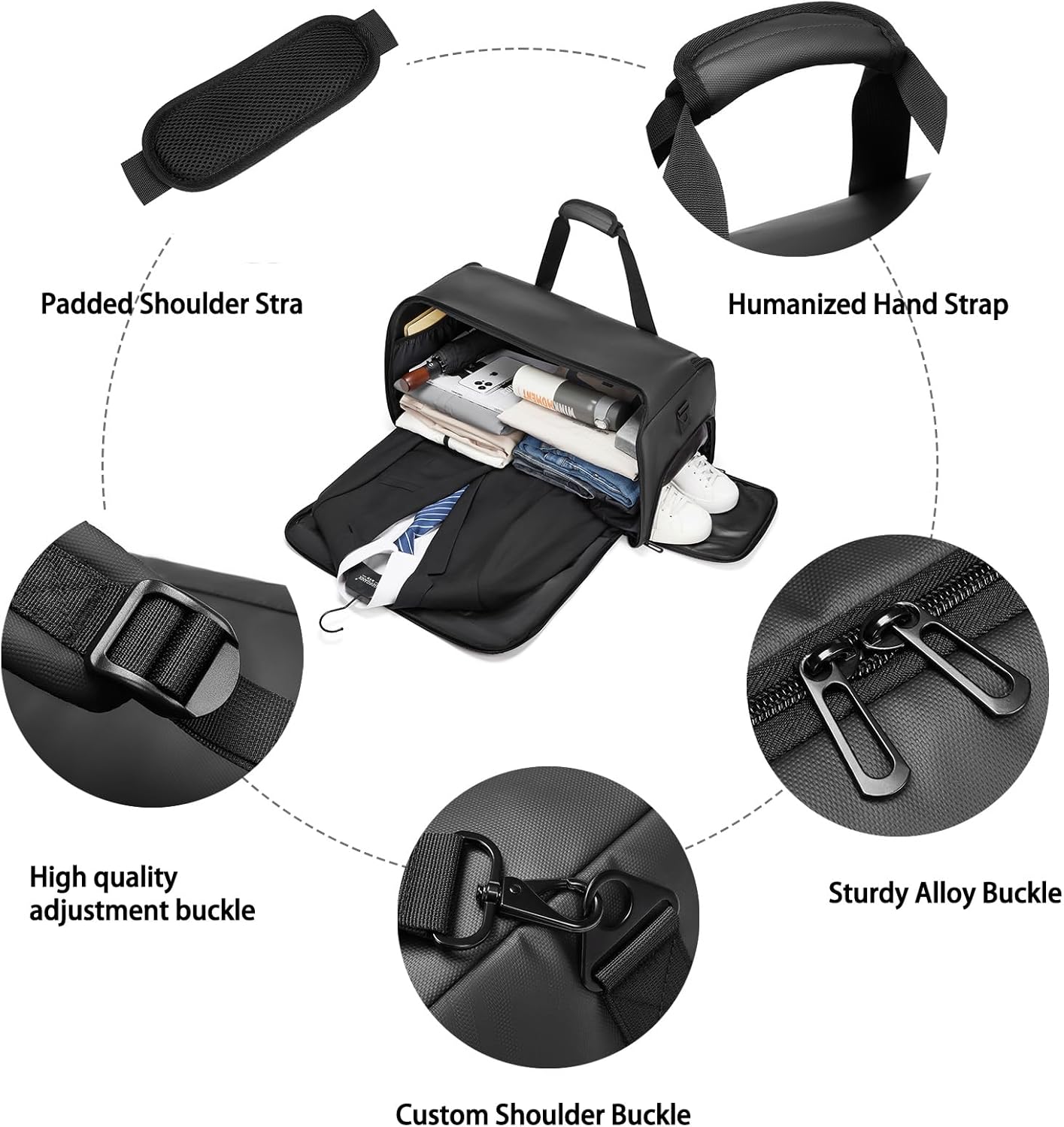 Garment Duffle Bags for Travel,Moulyan Convertible Garment Bag with Shoe Compartment,3 in 1 Waterproof Travel Suit Bag with Shoulder Strap for Men Women - Image 3