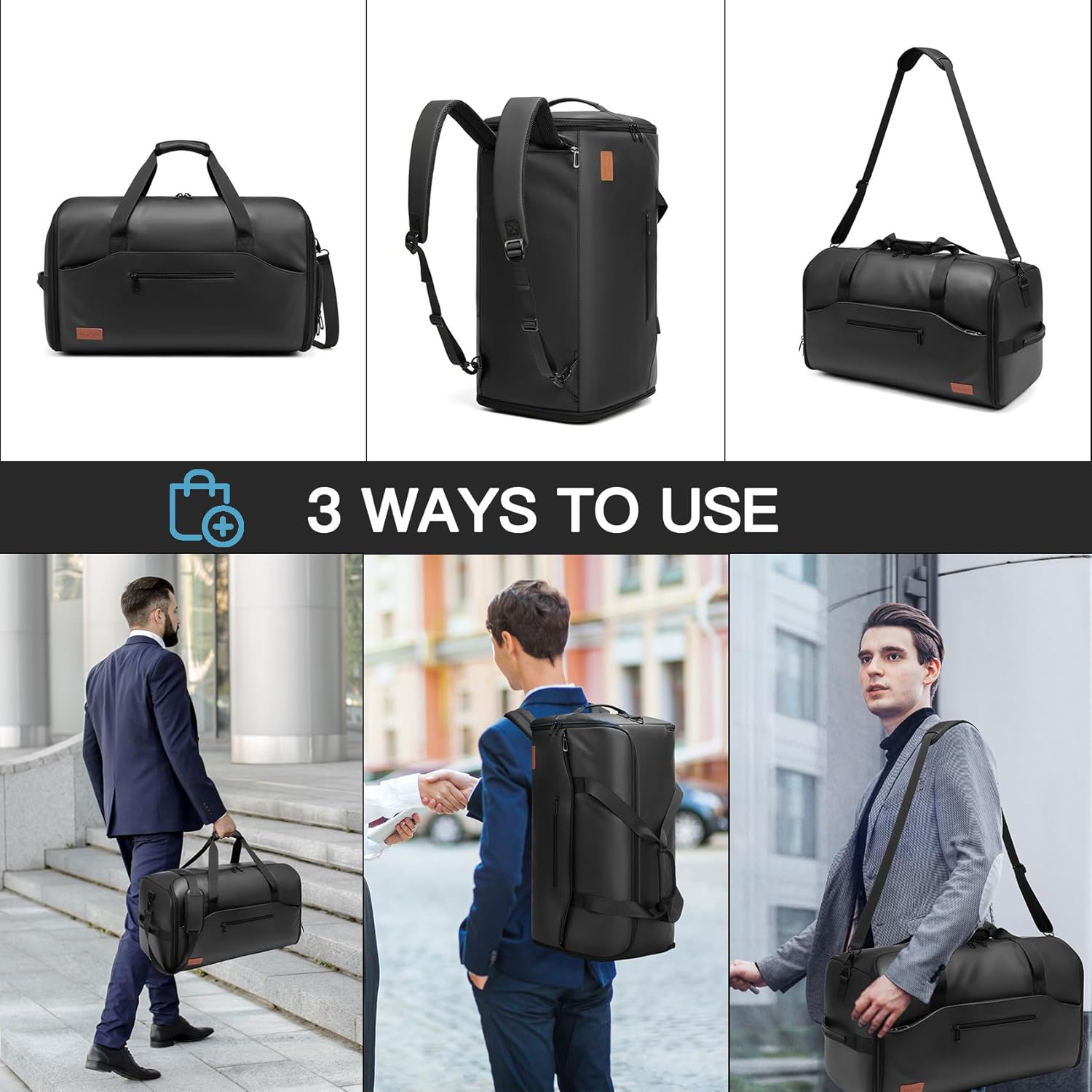 Garment Duffle Bags for Travel,Moulyan Convertible Garment Bag with Shoe Compartment,3 in 1 Waterproof Travel Suit Bag with Shoulder Strap for Men Women - Image 4