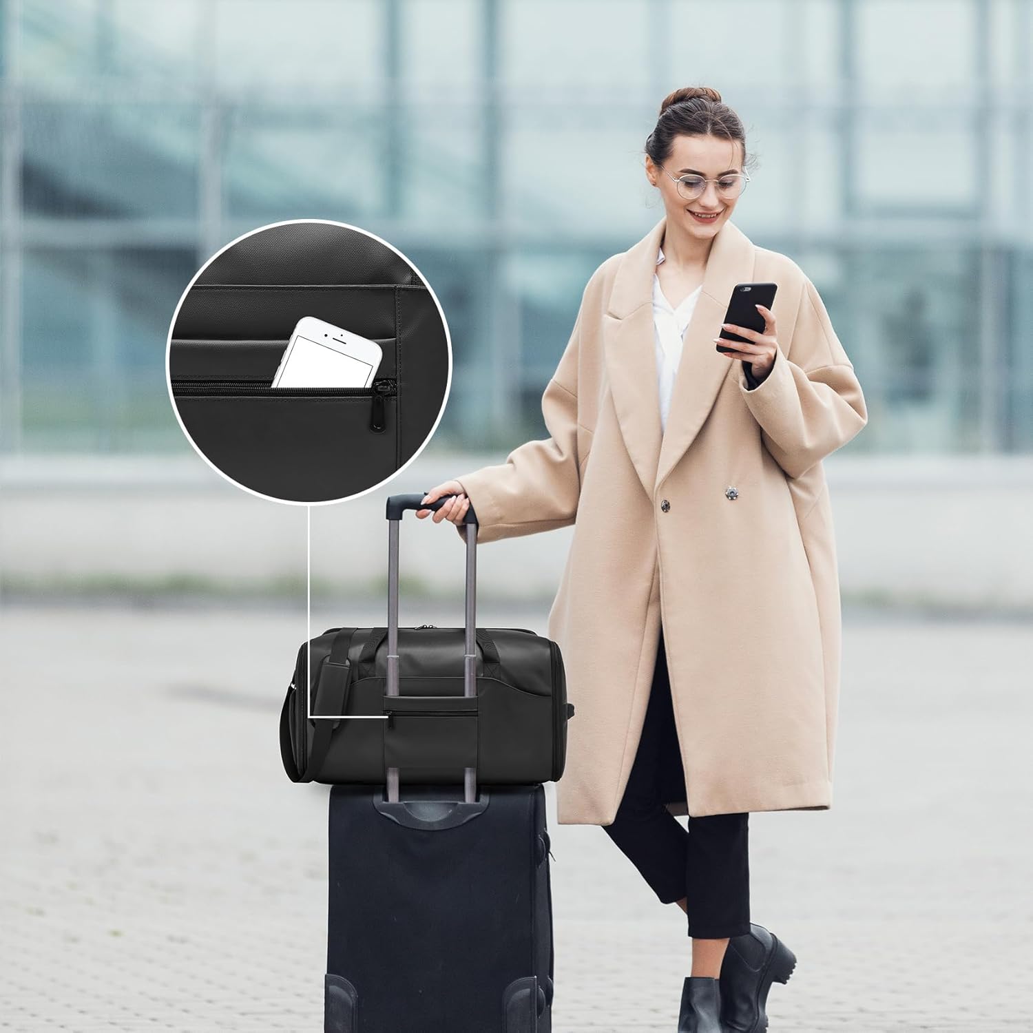 Garment Duffle Bags for Travel,Moulyan Convertible Garment Bag with Shoe Compartment,3 in 1 Waterproof Travel Suit Bag with Shoulder Strap for Men Women - Image 7