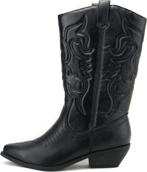 Soda Red Reno Western Cowboy Pointed Toe Knee High Pull On Tabs Boots All-White