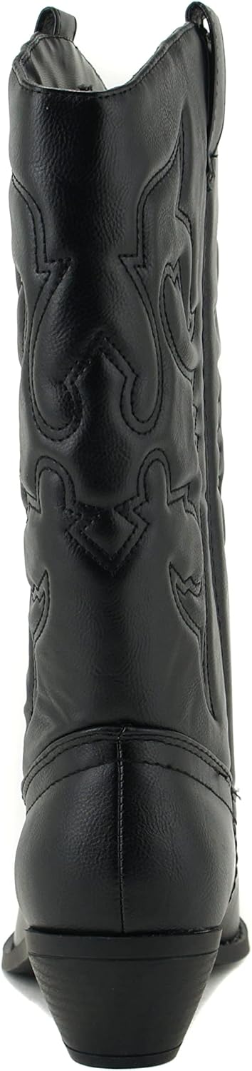 Soda Red Reno Western Cowboy Pointed Toe Knee High Pull On Tabs Boots All-White - Image 2