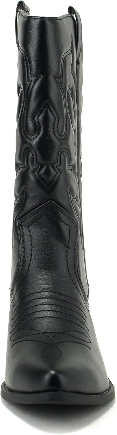 Soda Red Reno Western Cowboy Pointed Toe Knee High Pull On Tabs Boots All-White - Image 3