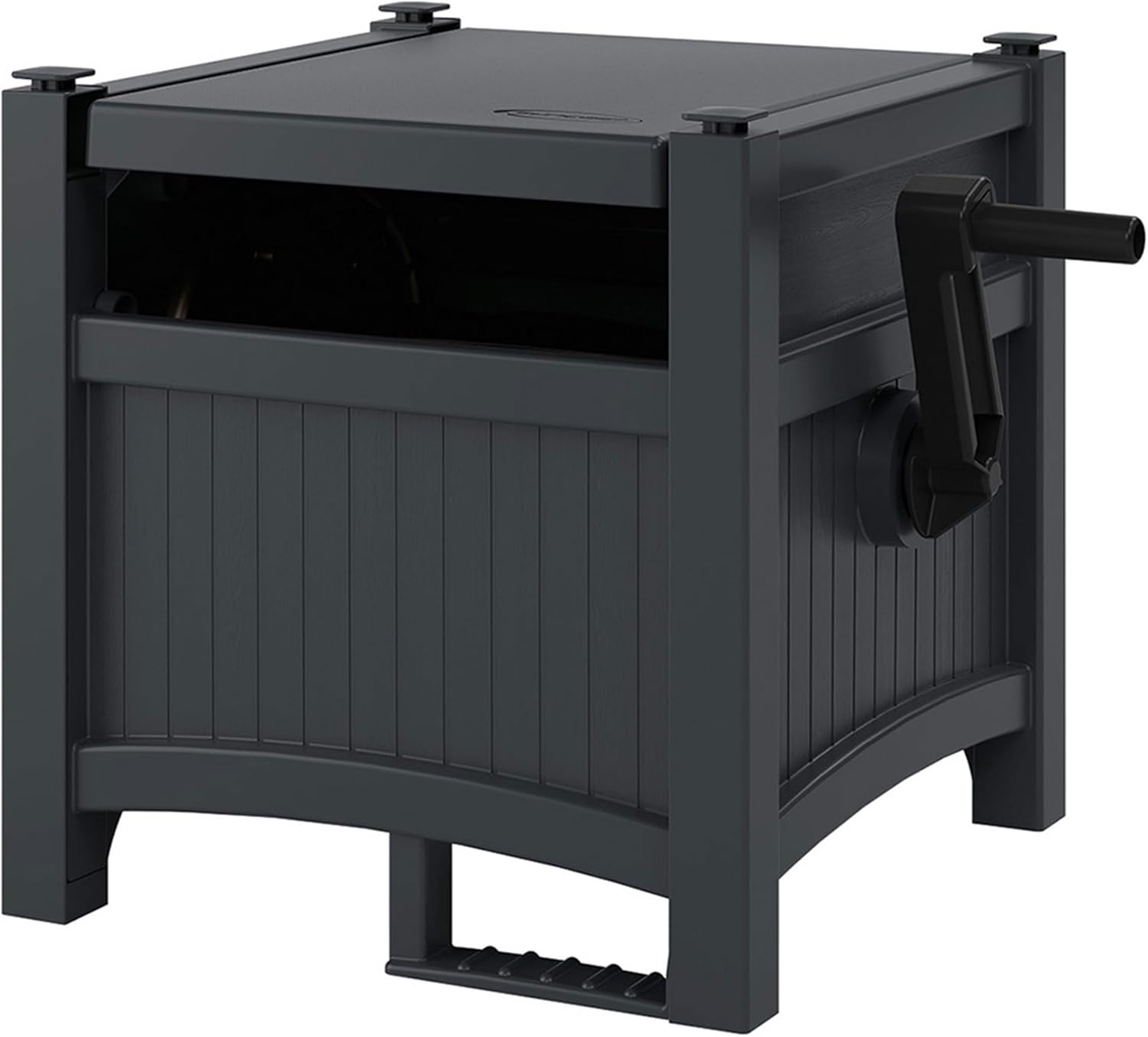 Suncast Hideaway Garden Hose Reel, Holds 100' of 5/8" Standard Vinyl Hose, Cyberspace Grey - Image 4